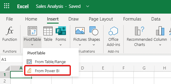 Como se conectar a conjuntos de dados do Power BI no Excel Microsoft para a web 2