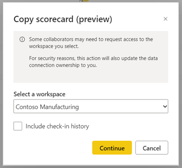 Power BI goals copy scorecard