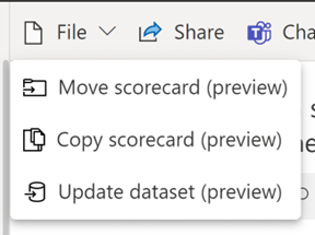 Power BI goals move, copy scorecard