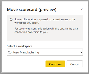 Power BI goals move scorecard